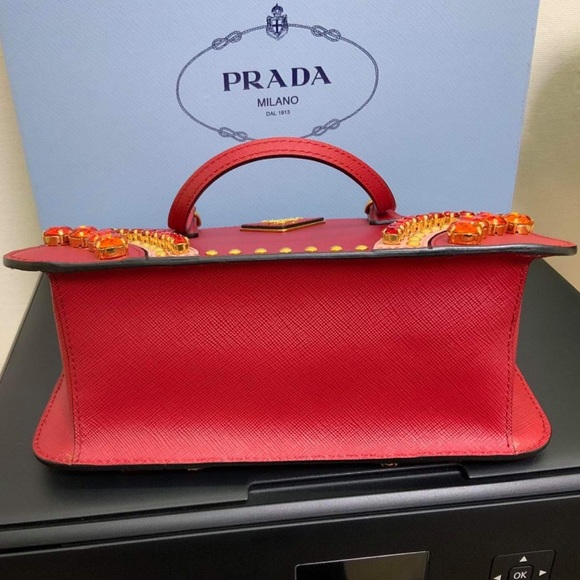 RARE✨ PRADA Saffiano Lux Double Zip Tote - Mini - Picture 6 of 12